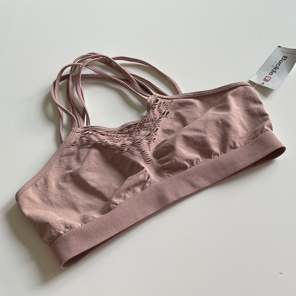 BKE Nylon Cross-back Bralette Strappy Wireless Bra